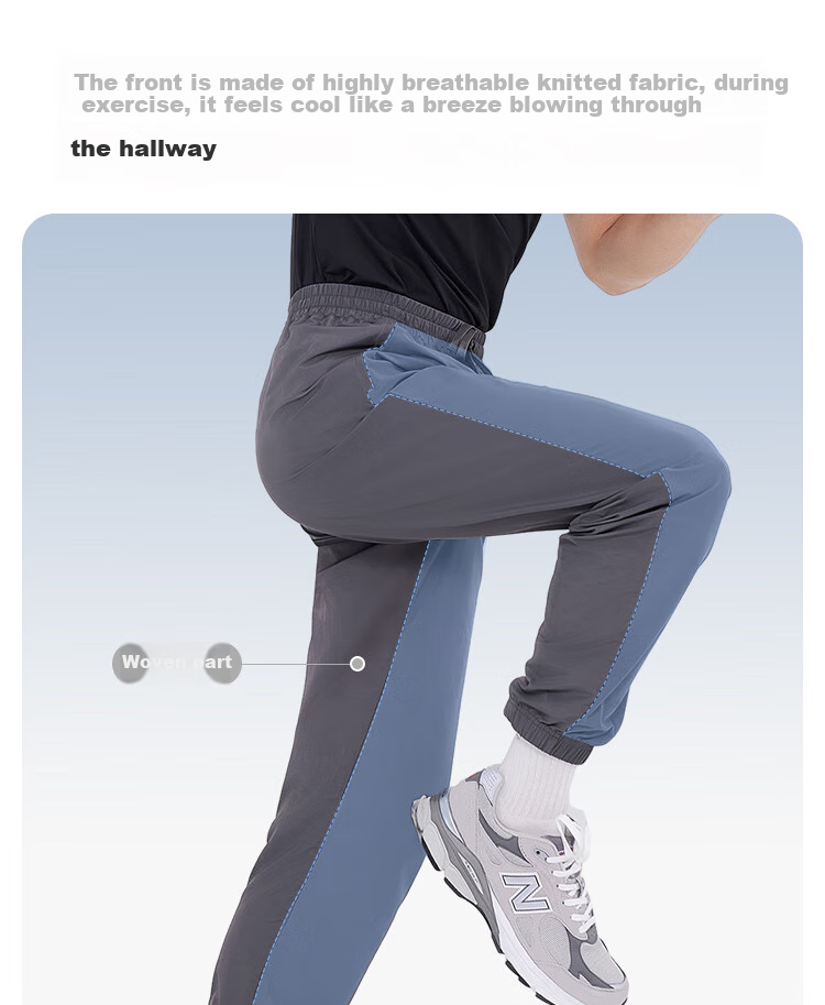 JD Original Ultra-Light Breathable Sports Pants for Men, Knitted And Woven Spliced Athletic Trousers, Spring And Summer Quick-Dry Casual Pants for Men, Dark Gray 3XL 3