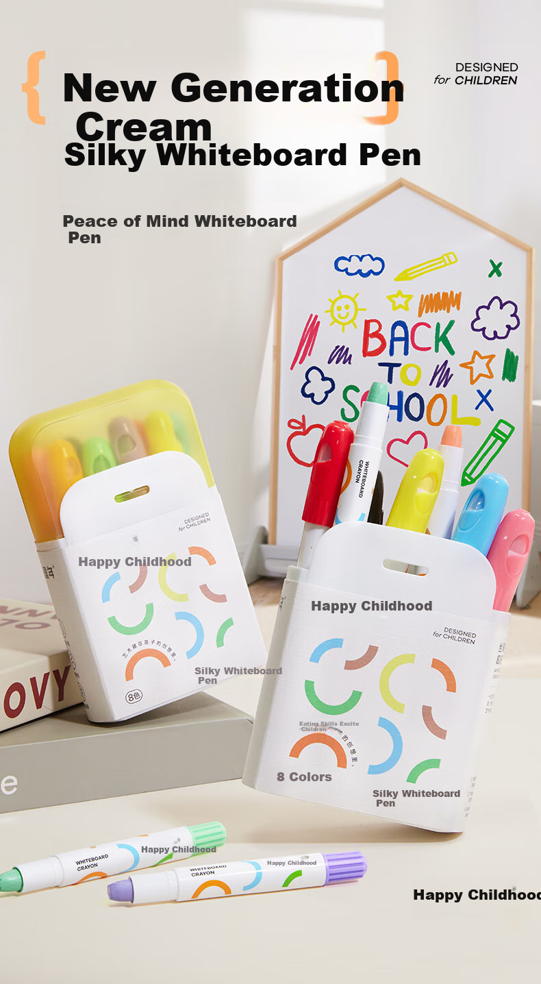 Meiletongnian Smooth Erasable Whiteboard Markers, Non-Toxic Safe Writing And Drawing Board Pens, 8 Colors, Easy to Erase, No Hand Staining, Washable, Colored Drawing Pens, Blackboard Markers, Crayons 2