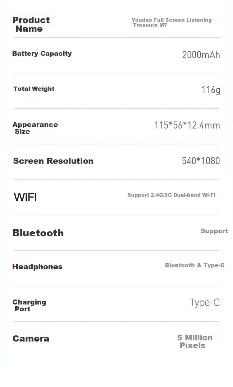 Youdao All-Screen Listening Treasure M7 128GB [Gaokao Original Sound], AI English Learning Device, Audio Player, Vocabulary Machine, Study Aid, Repeater 25