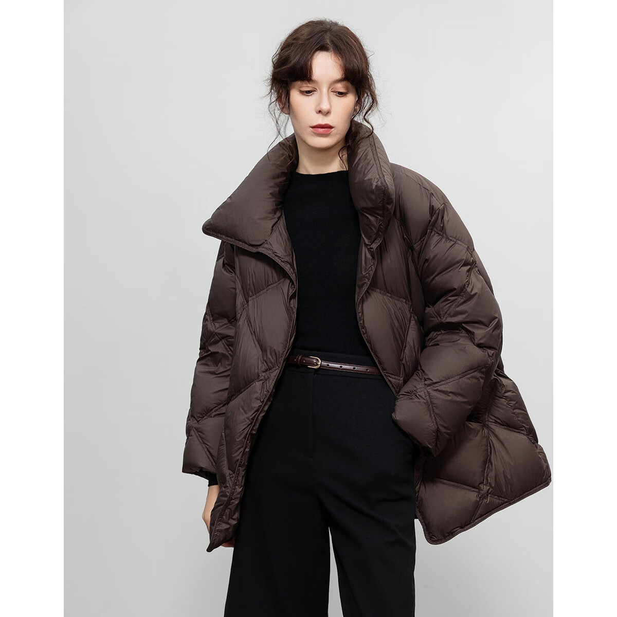 Demana [15D Puff Cloud] Winter Reversible Collar Quilted Magnetic Button Warm Women's Down Jacket