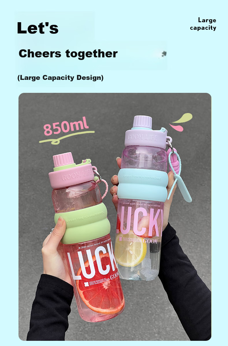 GOOM Large Capacity Lightweight Sports Straw Water Bottle Unisex Fitness Student Portable 850ML White 11