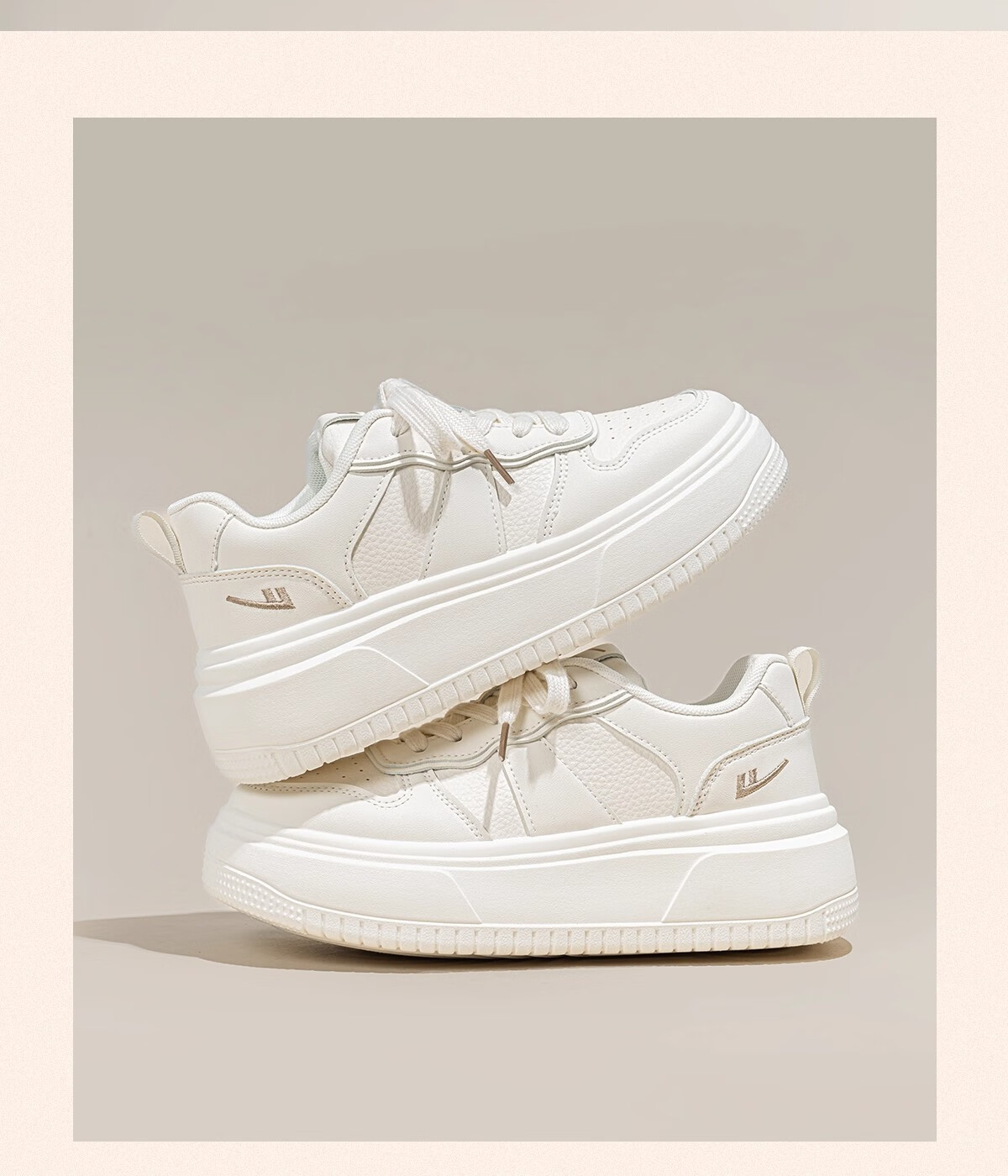 Warrior Women's Shoes, White Sneakers, Skateboard Shoes, New Spring 2026 Leather Dad Shoes, Thick-Soled Heightening Versatile Casual Sports Shoes 18