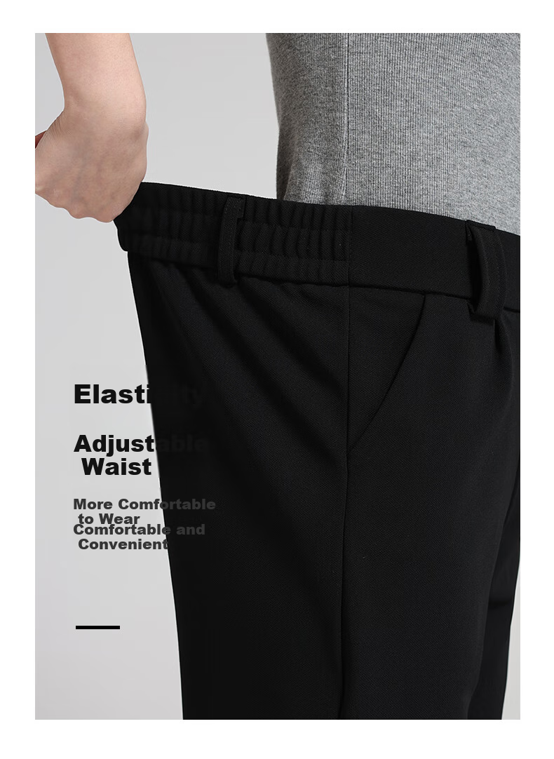 Meishi Women's Casual Pants, Spring/summer 2026, Slim Fit, High-Waisted, Slimming, Suitable for Commuting And Versatile, Loose Straight-Leg Trousers, 2875 Black, Size L 4