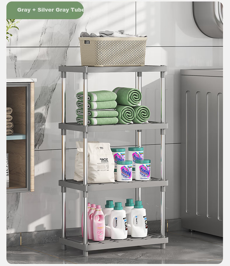 WOJIA Floor Storage Rack, Multi-Tier Organizer Shelf for Bathroom, Kitchen Cabinet, Home Use, Four Layers 9