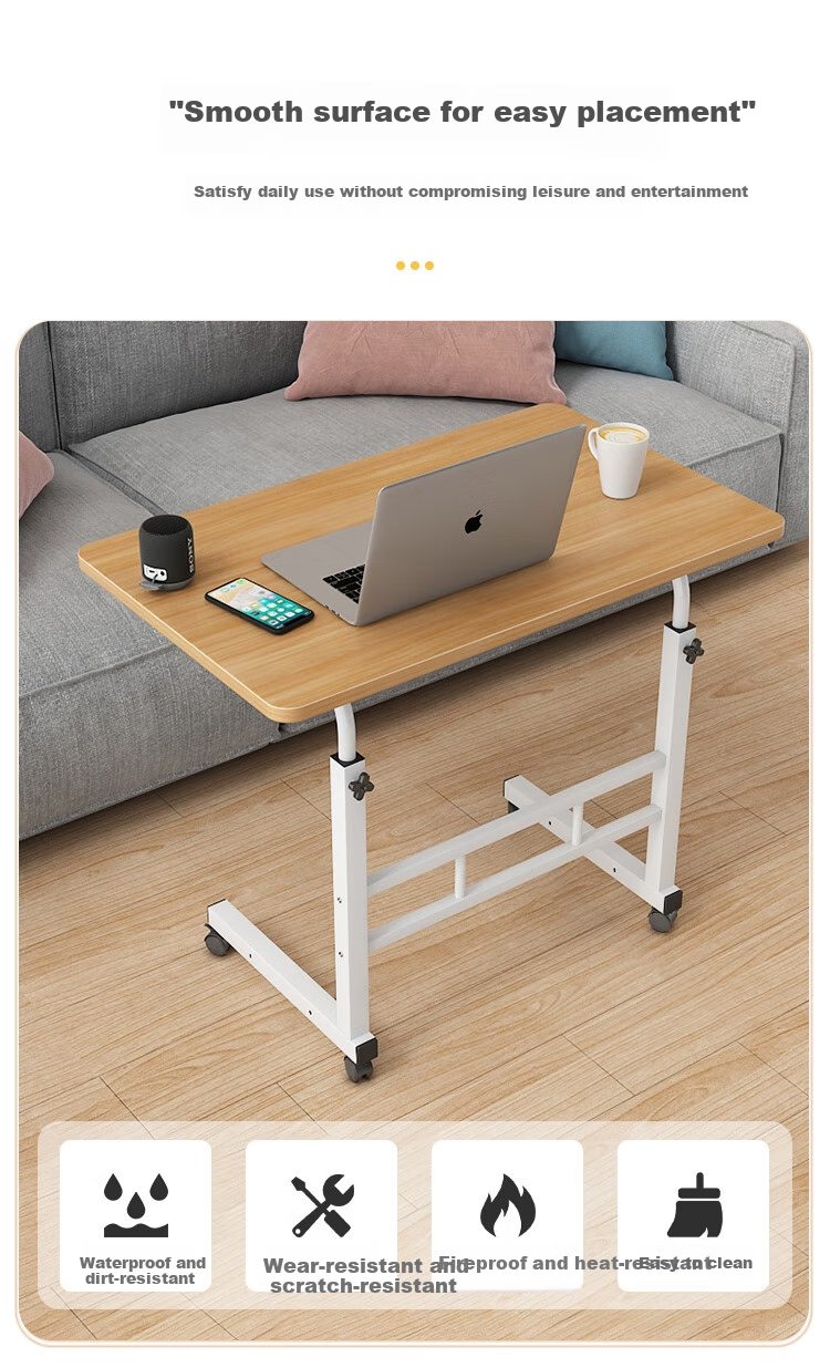 Anerya Bedside Computer Desk with Wheels, Movable Lazy Table, Height Adjustable Bed Study Desk, Warm White Double-Layer 60*40 7