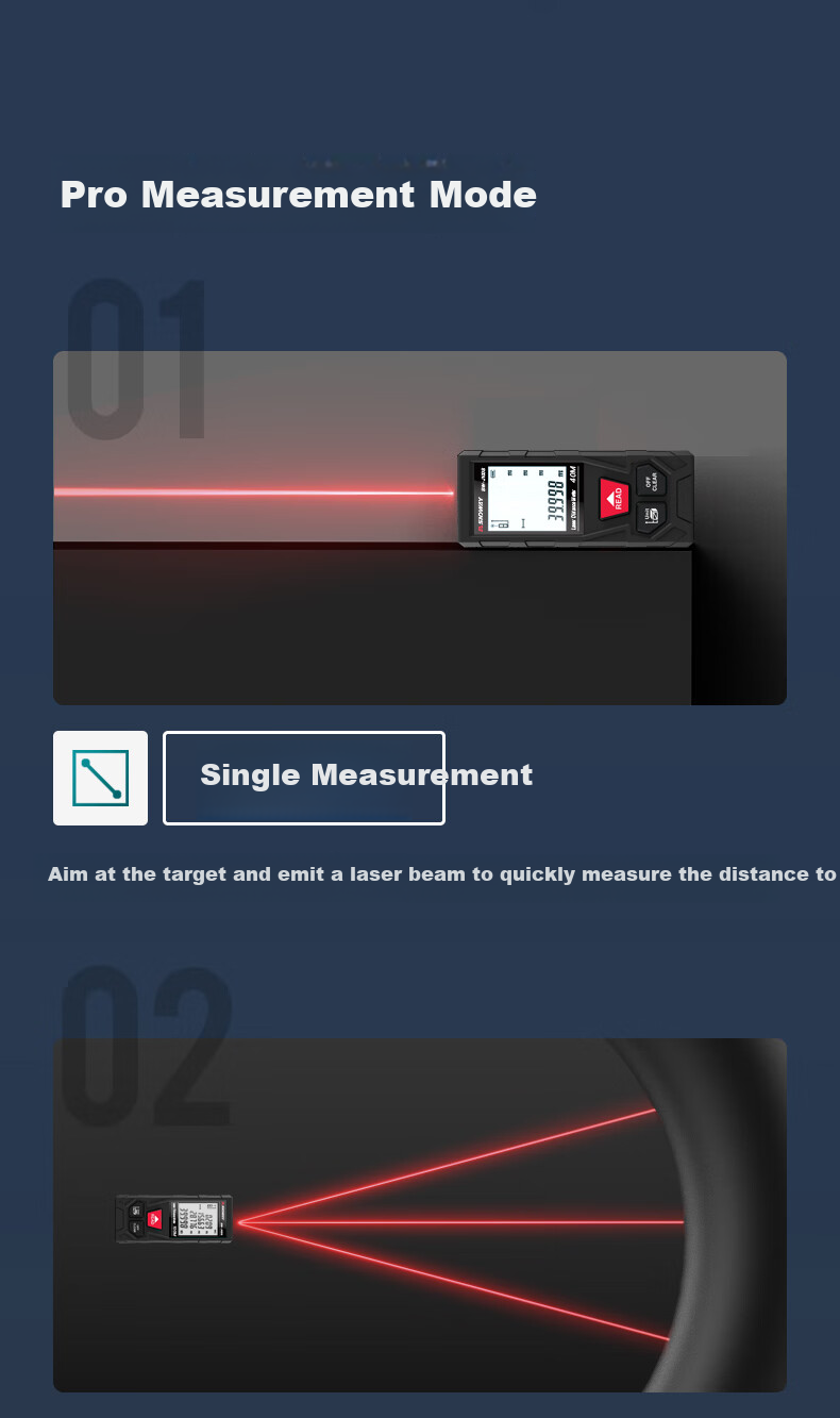SNDWAY Laser Rangefinder, Infrared High-Precision Electronic Laser Ruler, Measuring Device for Rooms, Red Light SW-JD40 11