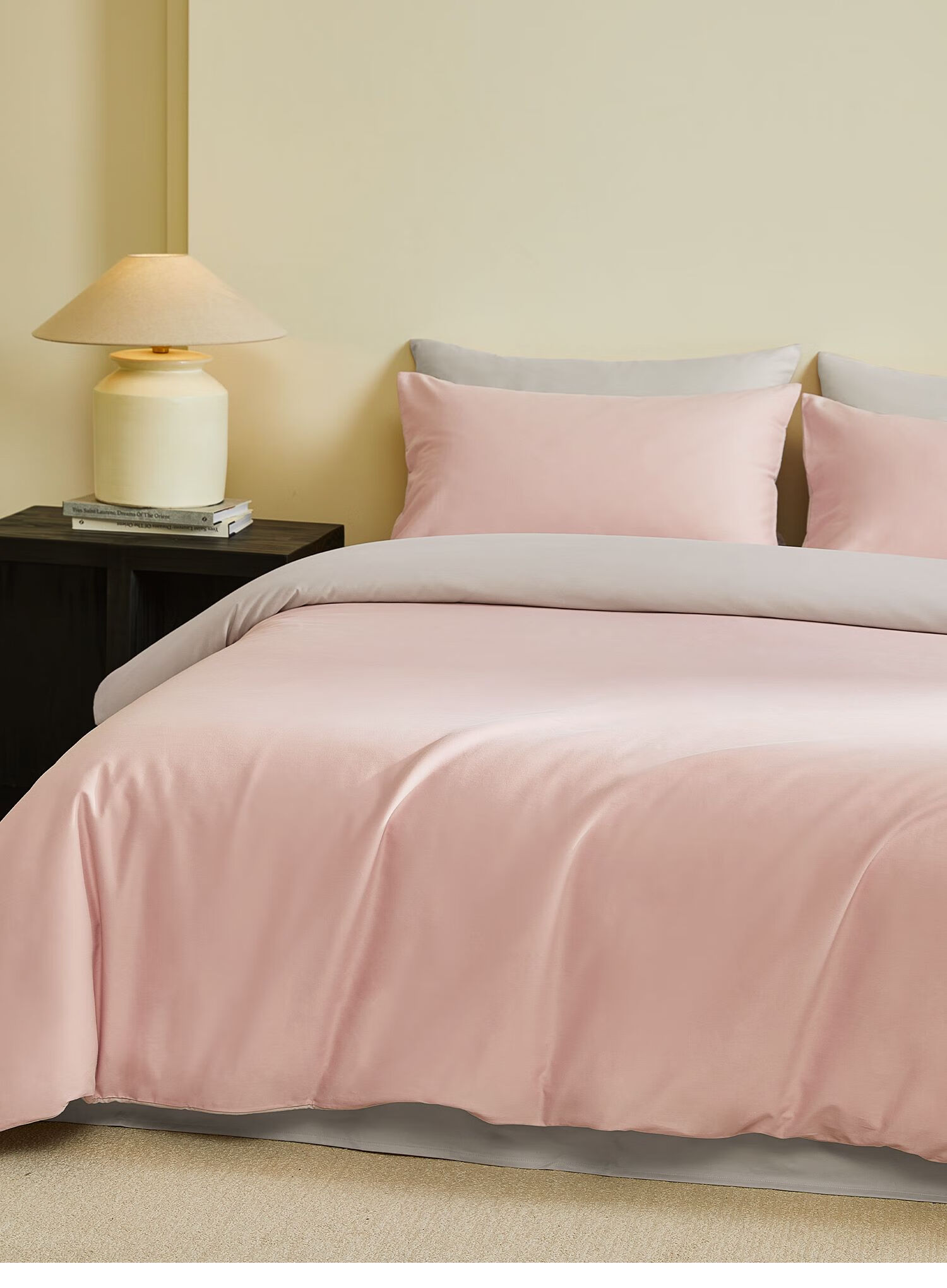 MIDO HOUSE Mingdu Bedding, Pure Cotton Brushed Four-Piece Set, All-Season Bed Sheet And Duvet Cover, 100 Thread Count A-Class Four-Piece Set, 200X230 Cm, Sunset Purple 5