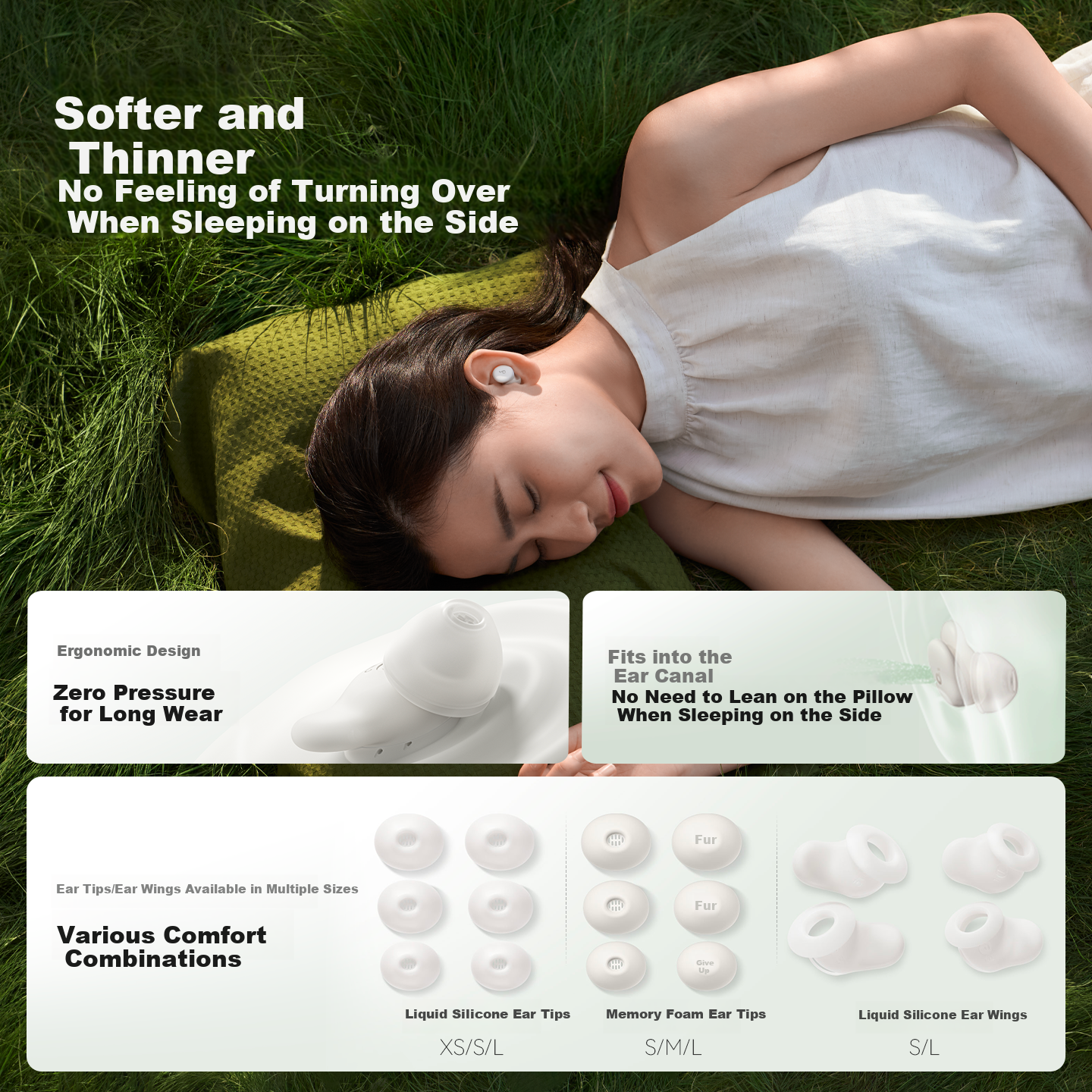 Наушники SoundCore A30 Deep Sleep Cabin для сна, беспроводные с шумоподавлением, невидимки