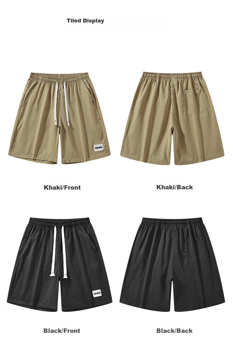 Huili Shorts, Summer Men's Wear, Knee-Length Pants, Trendy Trousers, Loose-Fitting Sports Casual Quick-Dry Men's Pants, Khaki, L 13