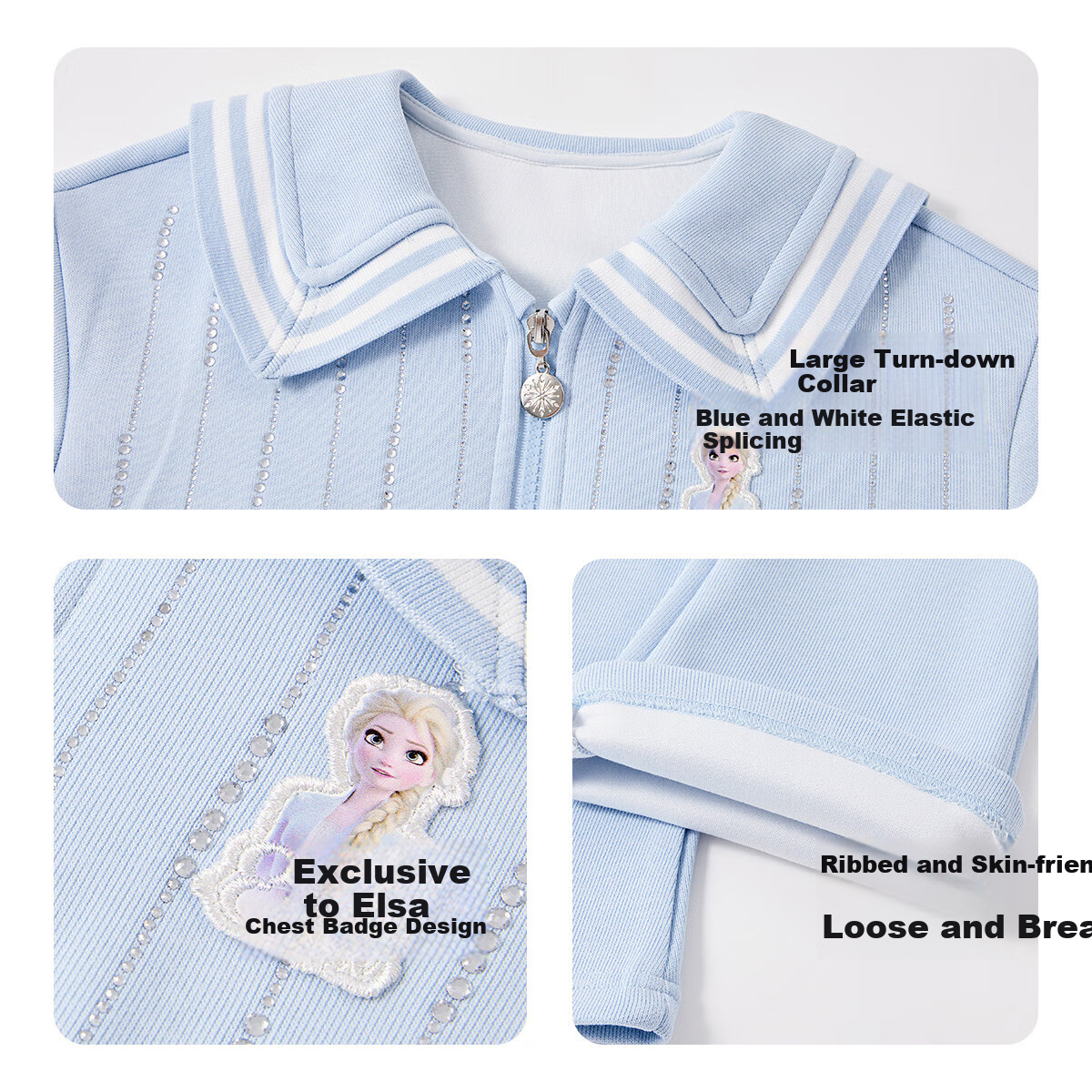 Детский костюм Disney Frozen Эльза, комплект из кардигана и брюк, весна 2026, для девочек, синий