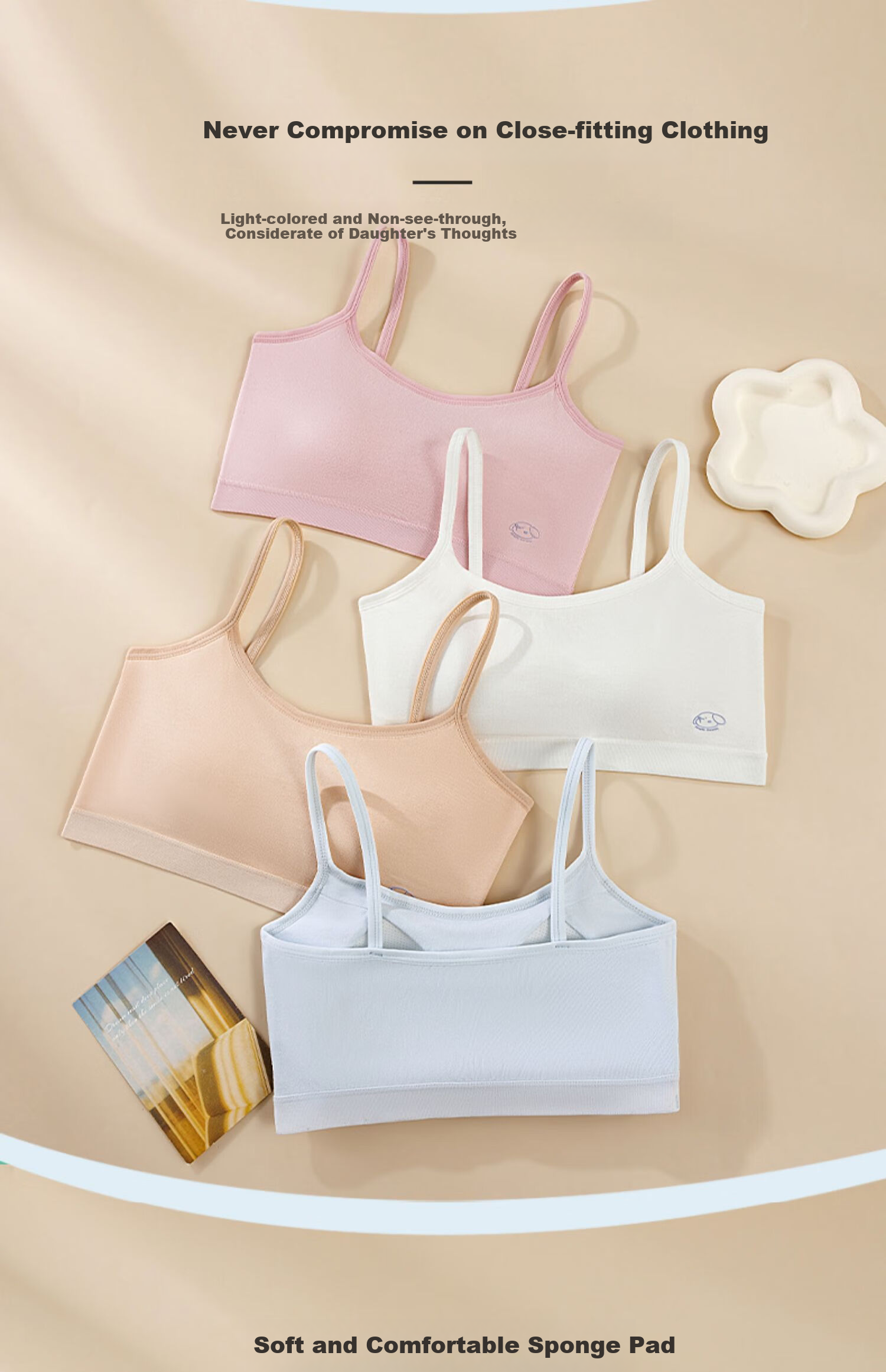 Ziyouxi Girls' Underwear, Puberty Student Bra, Middle School Girls' Second Stage Sports Anti-Shock Bra, Camisole 12