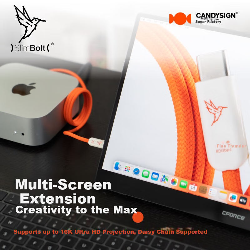 Кабель CANDYSIGN SlimBolt 5 USB4 240W 80Gbps Type-C to Type-C, 0.5 метра, фантомный черный