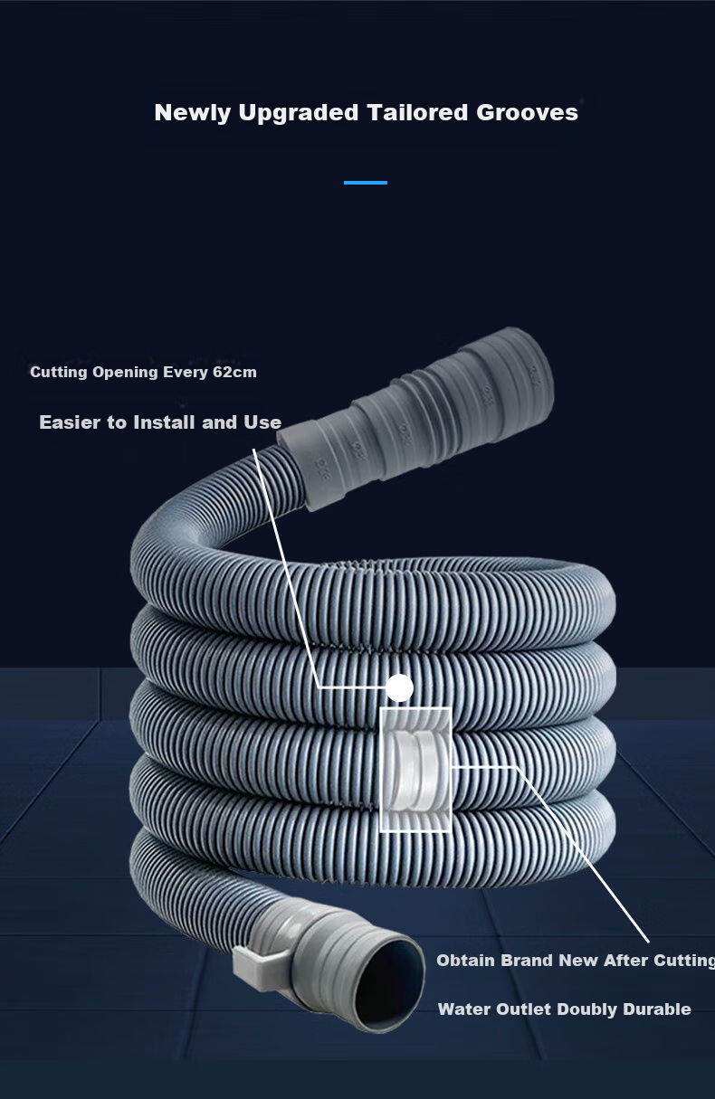 Gelinglan Fully Automatic Impeller Washing Machine Drainage Pipe Extension, Washing Machine Outlet Pipe Extension, Washing Machine Drain Pipe Flexible Hose Accessories with Clamp, 1 Meter GXS-1 4