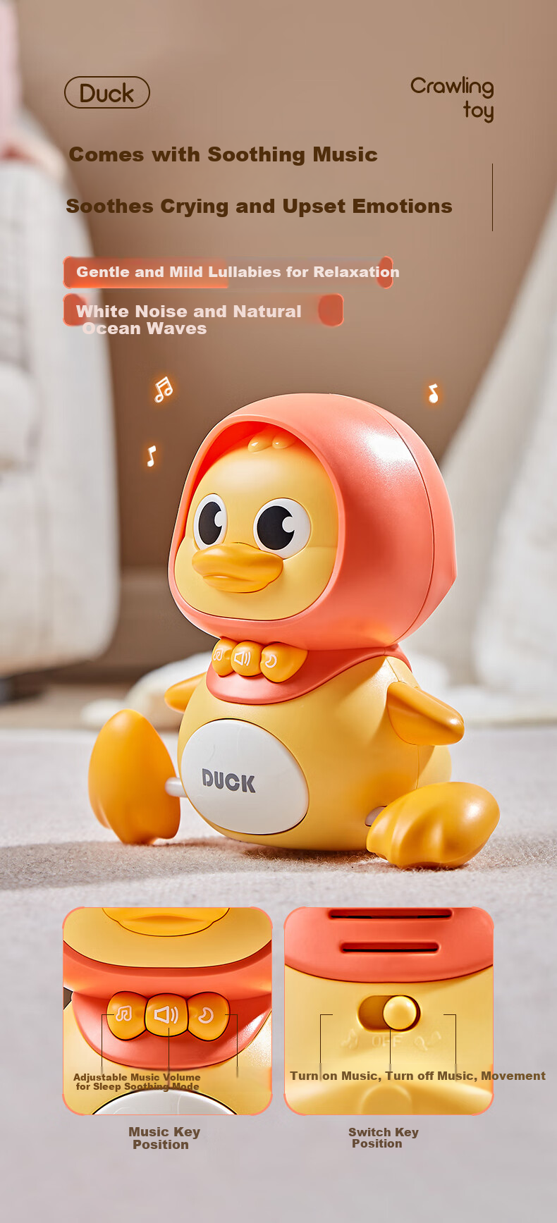 COOKSS Children's Toy Swinging Duck, Fun Crawling Duck, Baby Learning to Crawl, Boys And Girls 0-3 Years Old, Birthday Gift 6