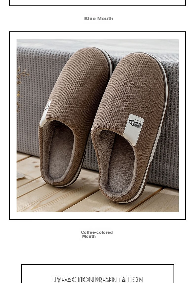 Huili Fleece-Lined Cotton Slippers for Men And Women, with Faux Rabbit Fur Lining, Temperature-Regulating And Comfortable Cotton Slippers for Men, Model HL0411, Leather Red, Size 36-37 10