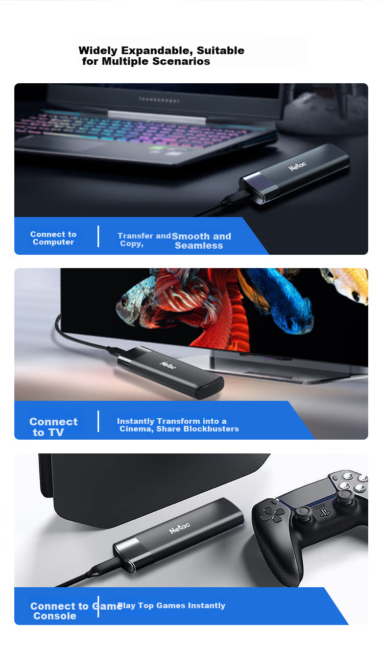 Netac M.2 NVMe/SATA Dual-Protocol External Hard Drive Enclosure, USB3.1 Interface, SSD External Case, Laptop M.2 Enclosure, WH61 CtoA 6