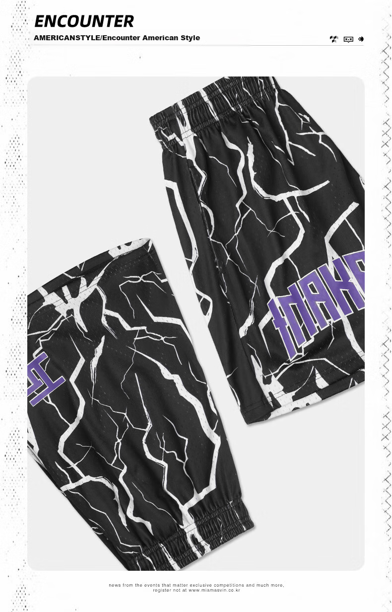 BKCXZICE SMVP Lightning Print American Retro Basketball Shorts, Quick-Drying Breathable Mesh Running Sports Fitness Pants Beach Shorts 9