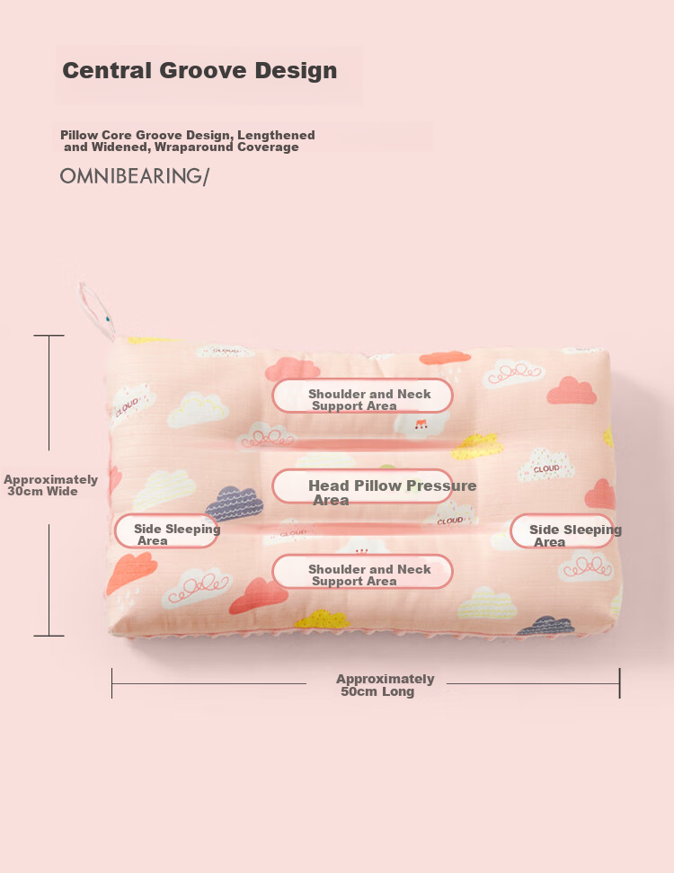 Dohia Pillow, Class A Pure Cotton Double-Layer Yarn Children's Comfort Bean Pillow, Washable Pillow Core, Single Piece 50*30cm 13
