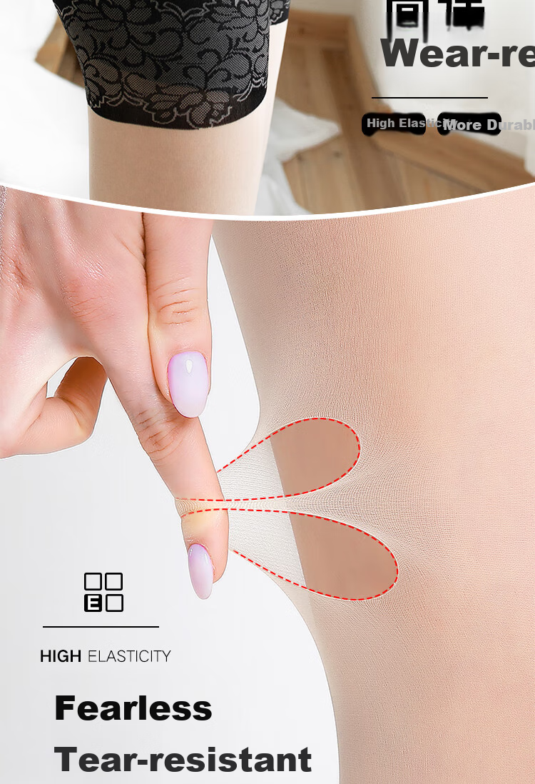 MiiOW Black Stockings for Women, Anti-Wolf Underwear Pantyhose, Snag-Resistant Pineapple Tights, New Spring And Autumn Thin Style Leggings Socks 4