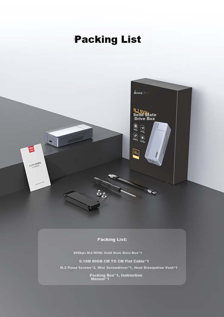 UNITEK 80Gbps Hard Drive Enclosure, Biji 5 SSD Enclosure, Compatible with Thunderbolt 4/3/USB4, M.2 External Hard Drive Reader Box, Suitable for Apple Mac Mini M4 Expansion S1252A 14