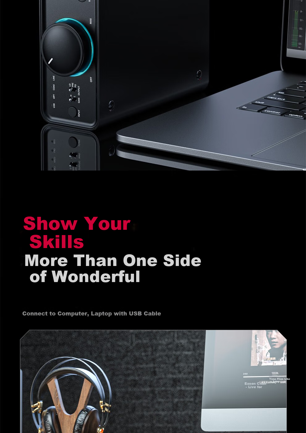 FiiO K7 Desktop Decoding Headphone Amplifier, DSD Decoder All-In Headphone Power Amplifier, HiFi Decoder, Black Decoder 23