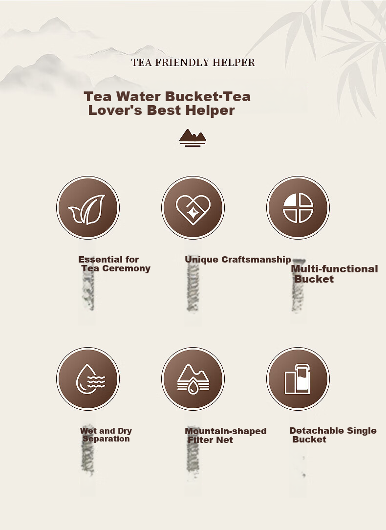 Jiabangshou Tea Water Bucket, Wastewater Bucket, Tea Residue Bucket, 11.7L Filtered Tea Drainage, Kitchen Garbage Bin with Lid, Dry And Wet Separation Bucket 2