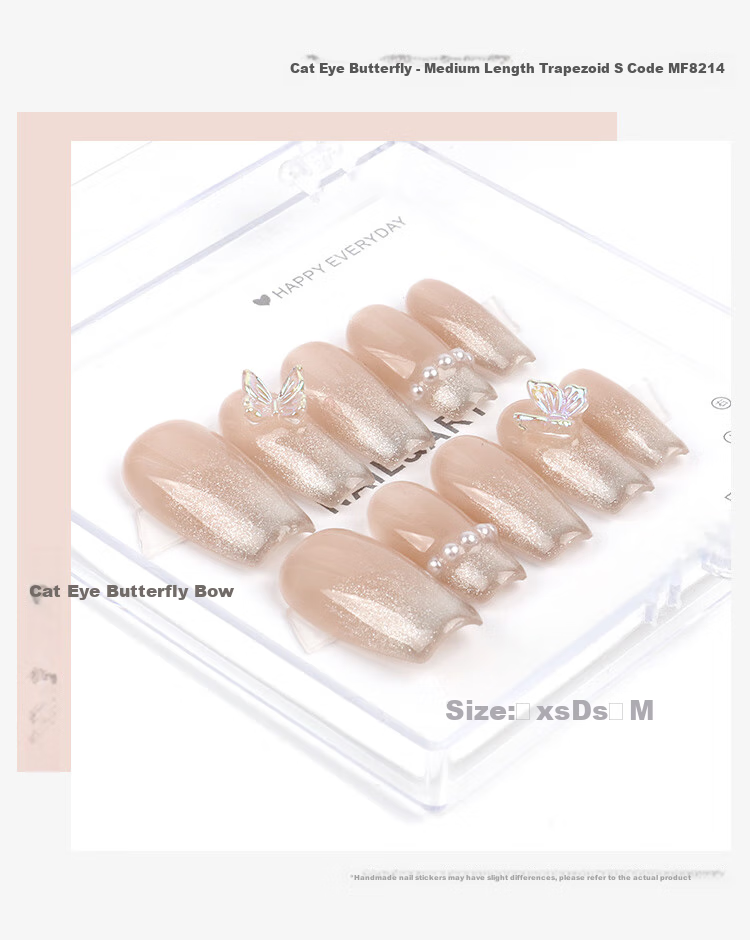 Meifuyu Handmade Nail Wraps (Huanhuan Nail S) Medium-Long Nude Removable Nail Tips MF8608 16