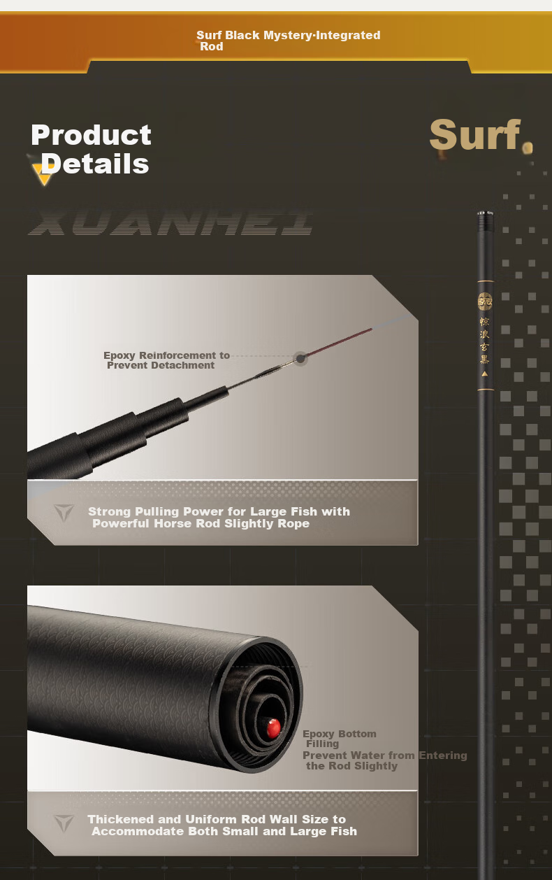 Jinglang Fishing Rod, Handheld, 3.6 Meters, Dark Black, for Wild Fishing And General Use, Lake And Reservoir Fishing Rod, Ultra-Light, Ultra-Hard, 28 Sections, Fishing Tackle 10