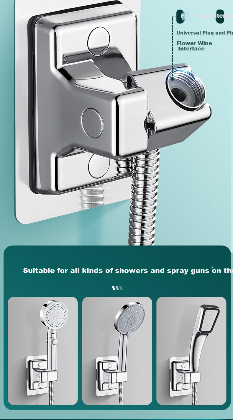 Jiashigao Rotatable Adjustable Adhesive Wall-Mounted ABS Shower Head Holder, No Drilling Required 7