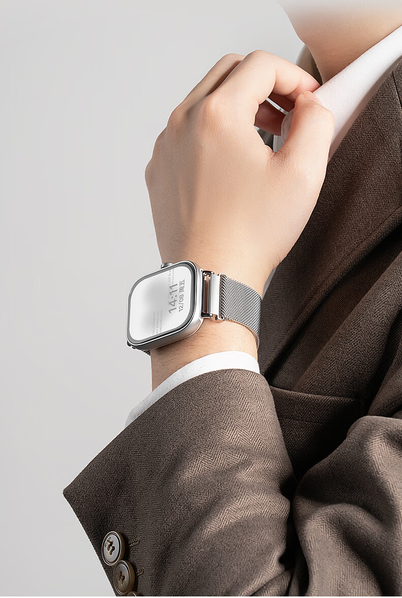 CHENSONG Milanese Metal Magnetic Strap for Redmi Watch 6/5/4, Universal Silver Wristband for Men 2