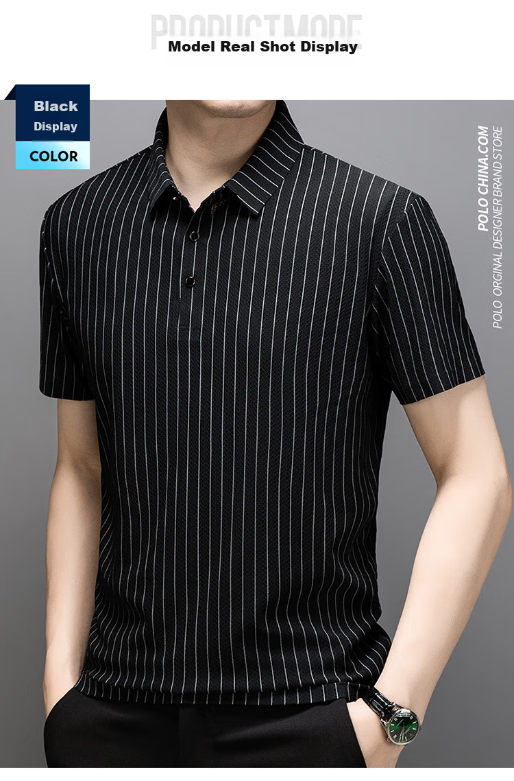 LangSha Polo Shirt for Men, Summer Ice Silk Quick-Dry Seamless Wrinkle-Resistant T-Shirt, Business Casual Collared Short Sleeve, Father's Day Gift 8