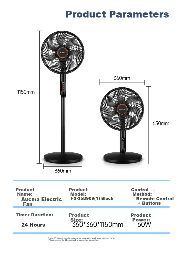AUCMA Electric Fan, AC Fixed Frequency Household Fan, High Air Volume Floor Fan, Easy to Install, Remote Control, Quiet Operation, Energy-Saving, Convection Circulation Fan, Starry Black, FS-35D909(Y) 15