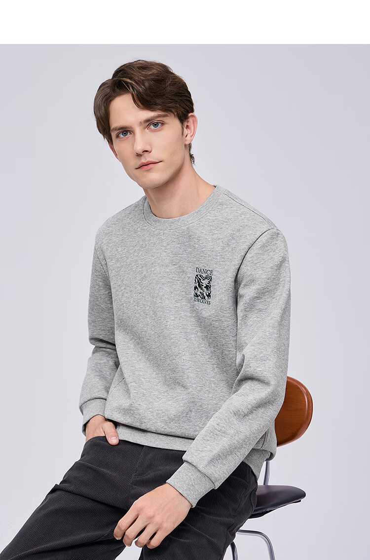 DANCING WOLVES [7A Antibacterial & Anti-Static] Exquisite Embroidery, Durable, Easy-Care, Skin-Friendly Comfortable Men's Sweatshirt, 503 Purple 6