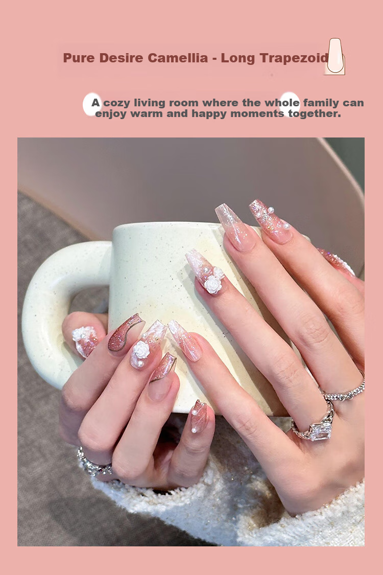Meifuyu Handmade Nail Wraps (Huanhuan Nail S) Medium-Long Nude Removable Nail Tips MF8608 9