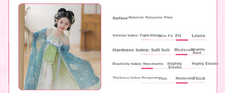 Qibo Hanfu Girls' Spring And Autumn 2026 New Style Children's Ancient-Style Ethereal Dress, Mountain Green without Shawl, Size 110 8