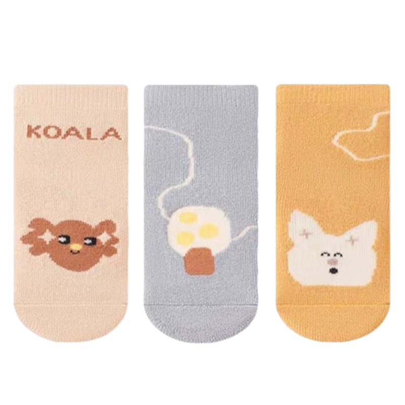 9i9 Baby Socks Winter Thickened Terry Walking Floor Socks 3 Pairs Non-Slip Dot Glue Infant Toddler Socks M1-3 Years
