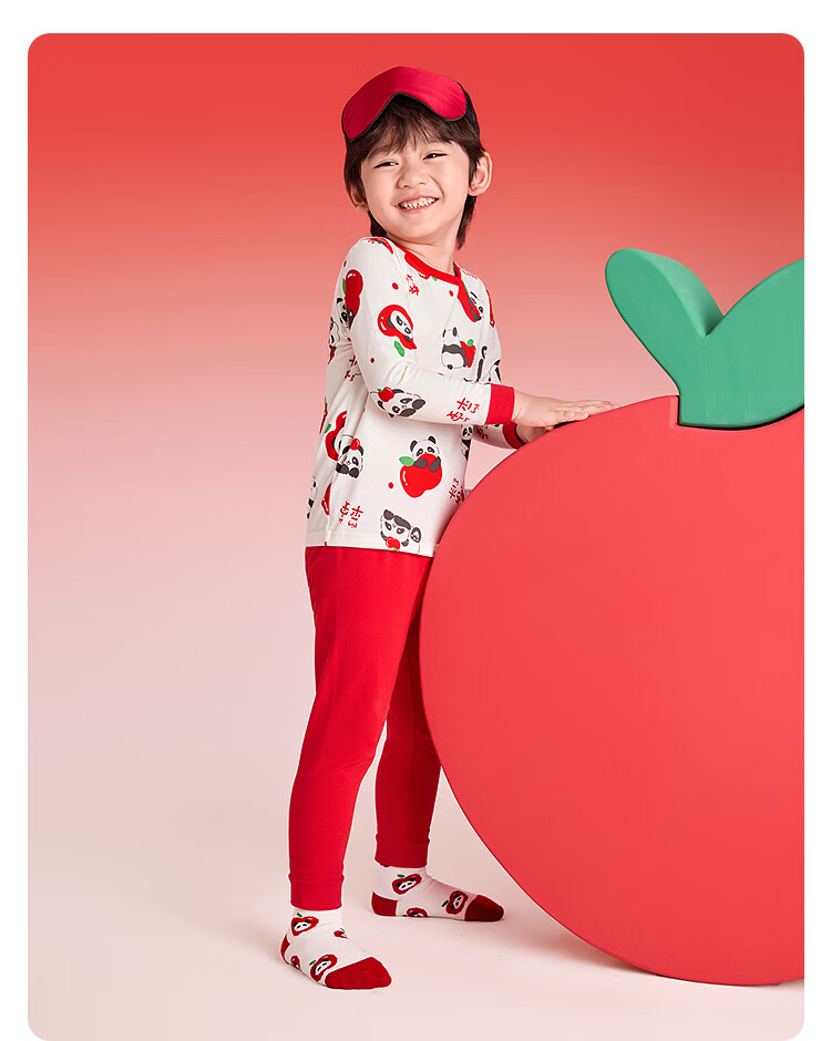 BALABALA Kids Children's Underwear Set Boys Girls 2026 Spring Baby Pajamas Autumn Clothes Red New Year Season Trend 4