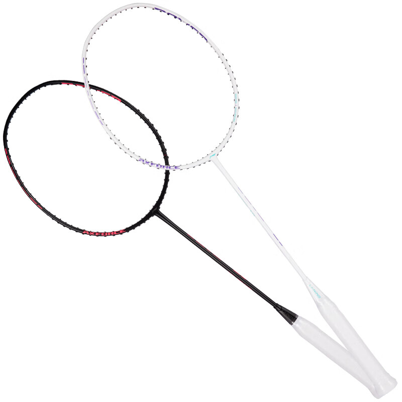 Li-Ning , Li-Ning Badminton Racket Pair, Leiting 10 Black And White Full Carbon Offensive Racket, 4U Doubles Racket, Pre-Strung
