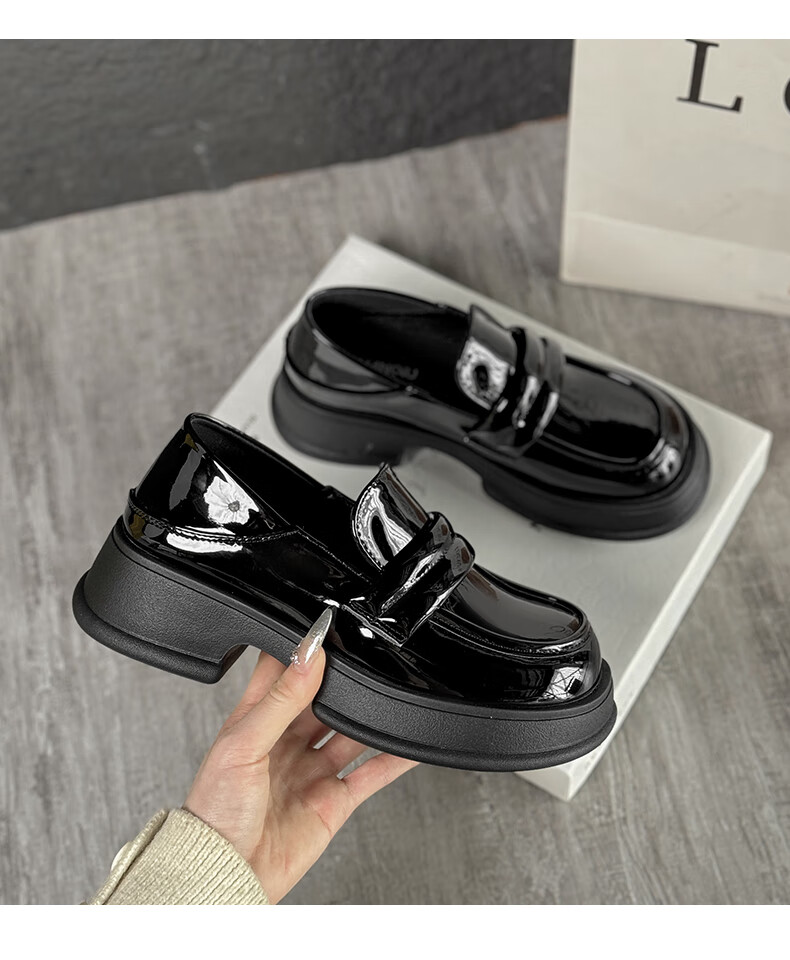 Global Lefu Women's Black Versatile Leather Shoes British Style Mary Jane Flats 19