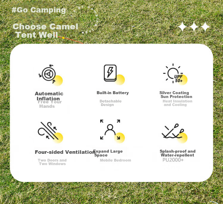 CAMEL Flow Cloud Small House Sun Protection And Rain Protection Automatic Inflatable Tent Canopy 173BANA107-1A Pearl White/ice Coffee 2