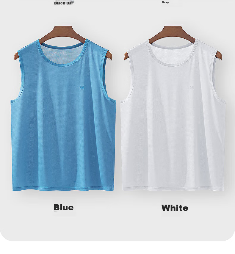 Hengyuanxiang Large Size Ice Silk Men's Tank Top, 10A Antibacterial Mesh, Autumn Wide Shoulder Sleeveless Undershirt, Breathable Quick-Dry Sports T-Shirt 18