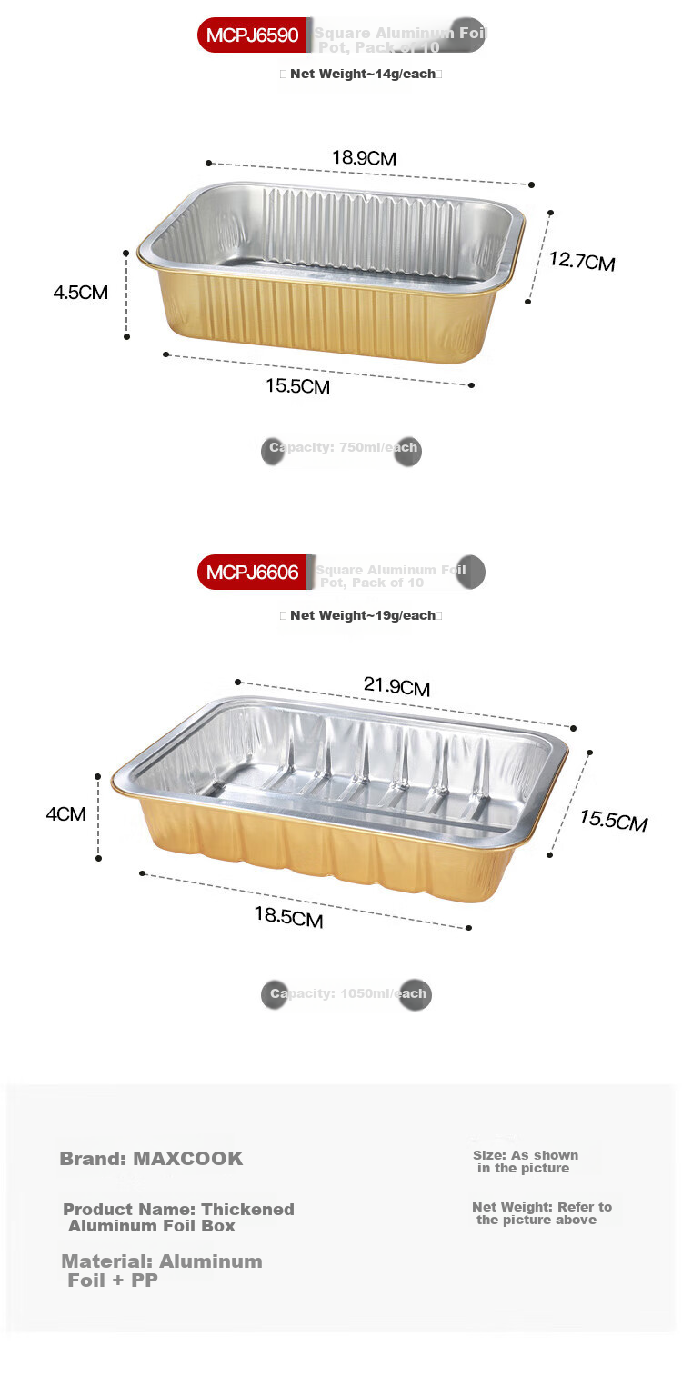 Maxcook Air Fryer Aluminum Foil Trays, Aluminum Foil Plates Bowls Baking Pans for Baking Barbecue Hot Pot Disposable with Lid 5 Pieces MCPJ6613 12