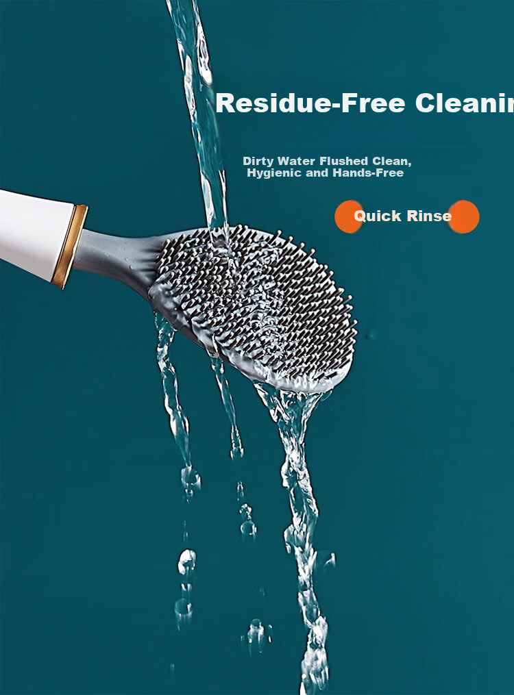Cigeman Toilet Brush Set with Silicone Head, No Drilling Required, Long Handle Bathroom Toilet Brush, No Dead Angle Cleaning Tool 12