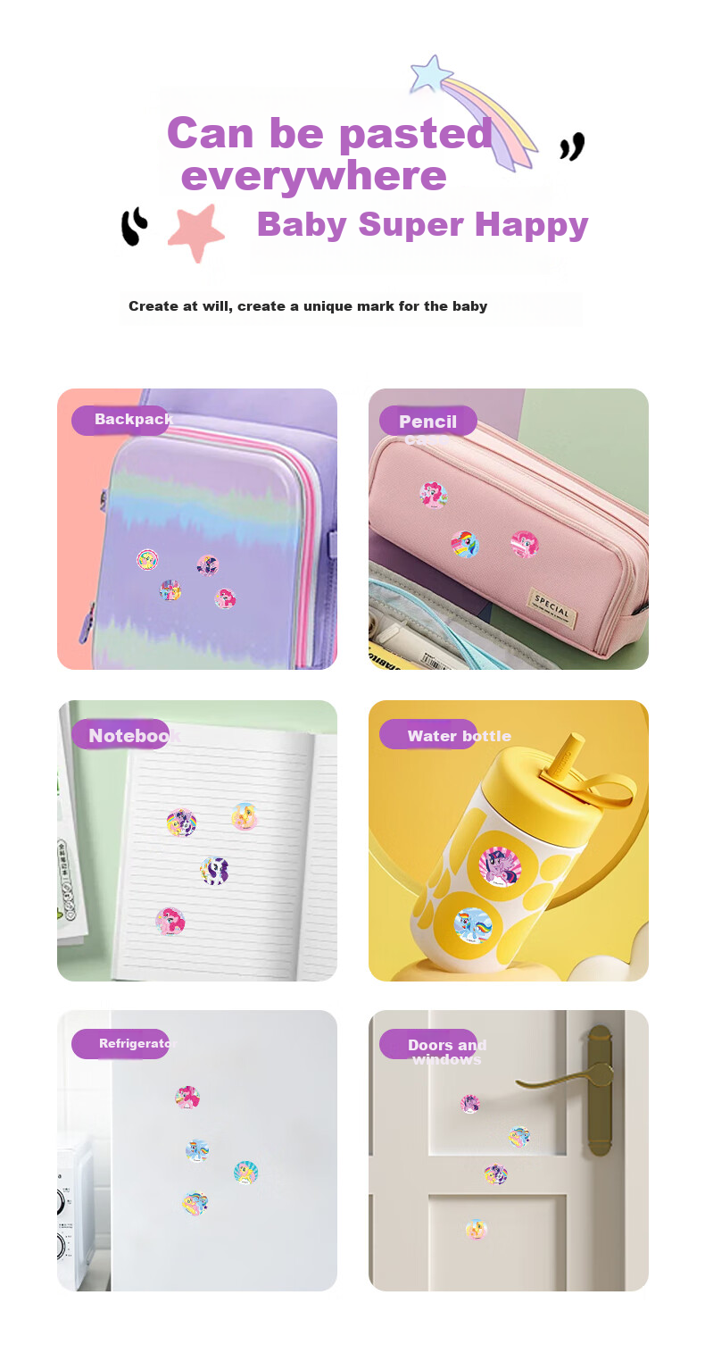 Chuge Children's Sticker Stamp Machine, Cartoon Stickers Toy for Boys And Girls, Reward Stamps, My Little Pony Puzzle Beans 6