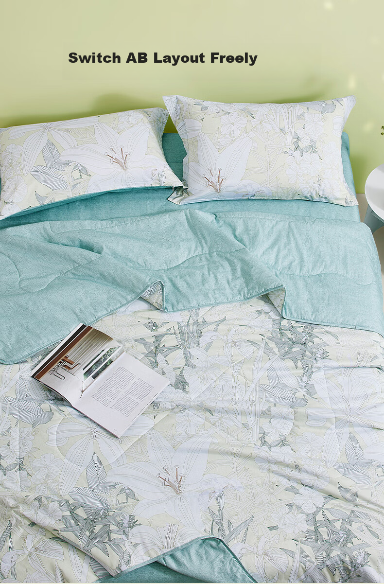 Luolai Home Textiles Skin-friendly 100% Cotton Summer Quilt 7A Grade Antibacterial and Mite-proof Washable Air Conditioning Quilt Core 200*230 Blue 5