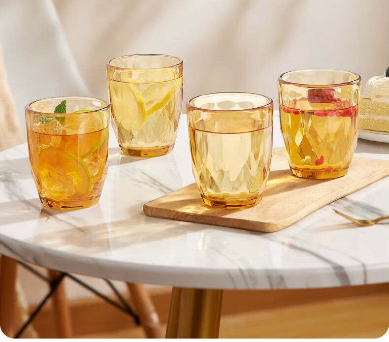 VISIONS Crystal Glass Tumbler Set of 4 High Borosilicate Heat-Resistant Cups for Water, Milk, Juice, Cold Drinks [Clearance Sale] 4