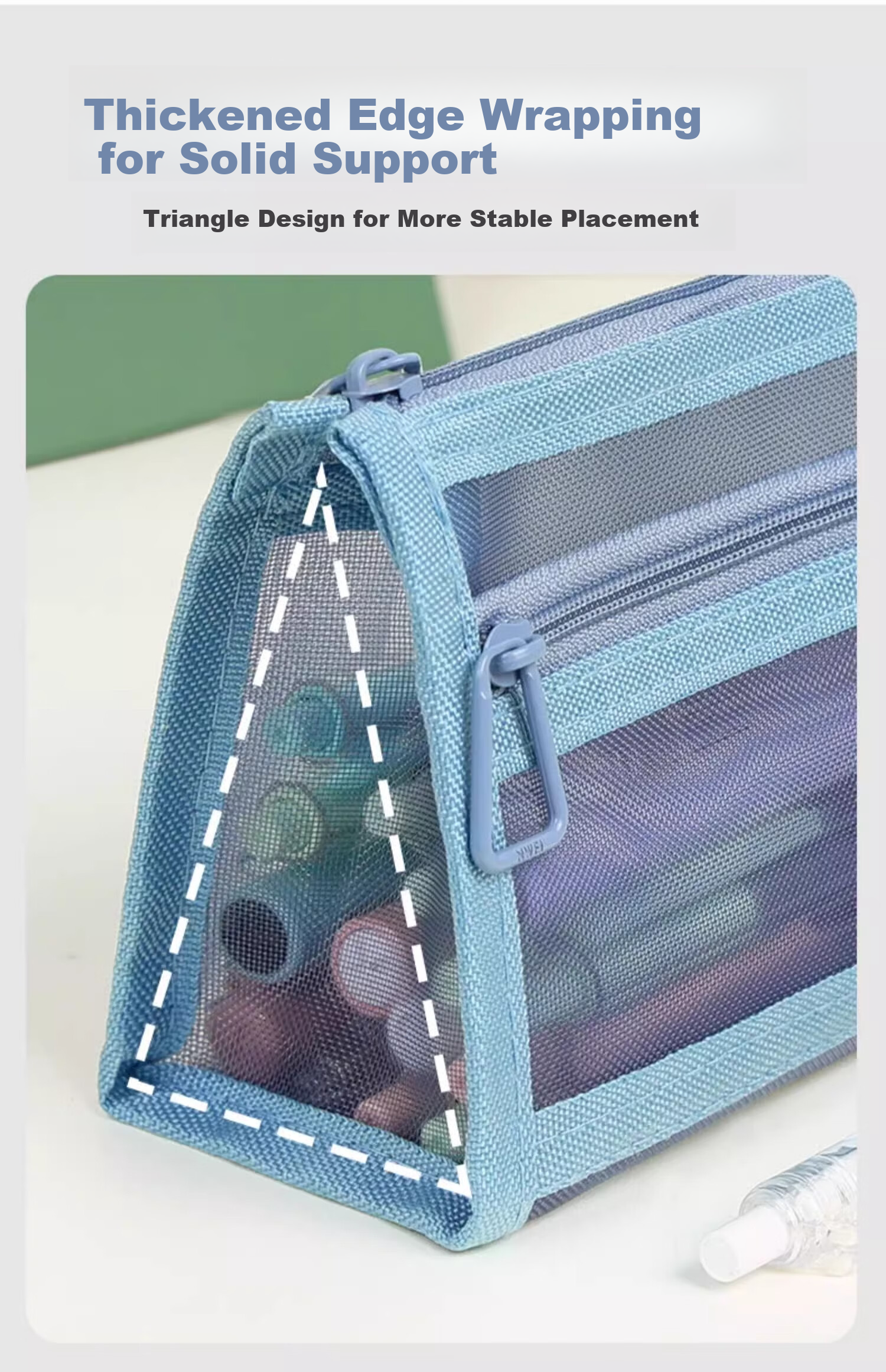Mingyu Transparent Mesh Pencil Case for Middle School Entrance Exam, Double-Layered Transparent Stationery Box for Primary And Secondary School Students, Aesthetically Pleasing Simple Pencil Case for Boys And Girls, Avocado Gree 10