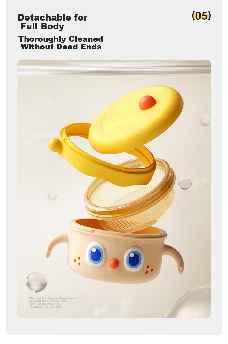 Huangchong Cute Baby Food Bowl, Children's Water-Filled Insulated Bowl with Suction Cup, Stainless Steel Tableware Lise Orange 22