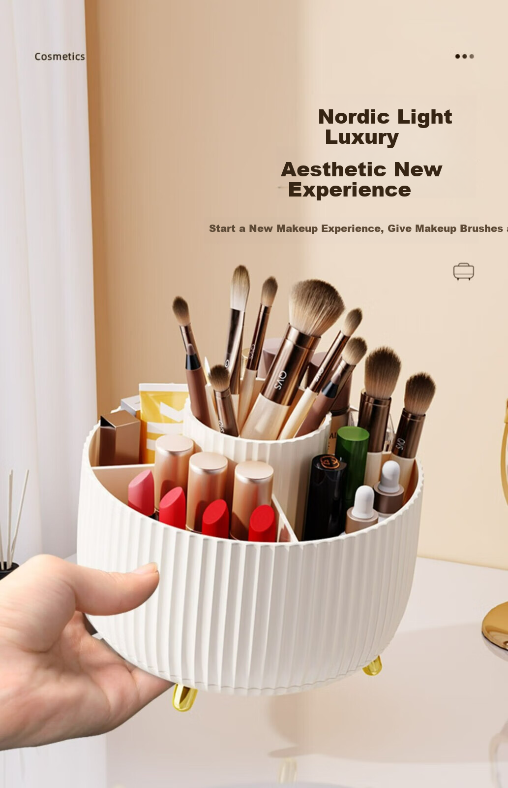 Jiadu Cosmetic Storage Box, Rotating Makeup Brush Holder, Dressing Table Desktop Pen Holder, Lipstick And Eyeshadow Organizer Rack 11