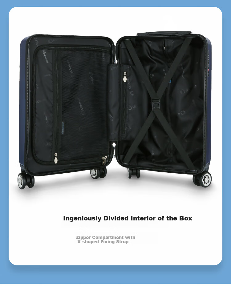 Diplomat Foreign Diplomat Business Spinner Suitcase Travel Case TSA Password Lock Luggage TC-6902 Blue 20 Inch 4